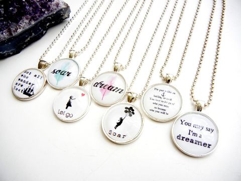 Custom,Personalized,Typography,and,Whimsy,Necklace,custom, personalized, whimsical, silhouette, banksy, quote, release me creations, gift, bride, bridesmaid, sister, best friend