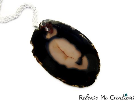 Statement,Onyx,Black,Opaque,Agate,Necklace, Statement, Raw, Natural, Bohemian, Jewelry, Release Me Creations, necklace, for her, gift