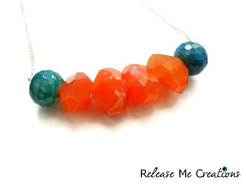Caribbean,Sunrise,Coral,Carnelian,Blue,Green,Dragon,Agate,Necklace,carnelian, coral, blue, green, dragon agate, necklace, jewelry, release me creations, gift, for her, gemstones