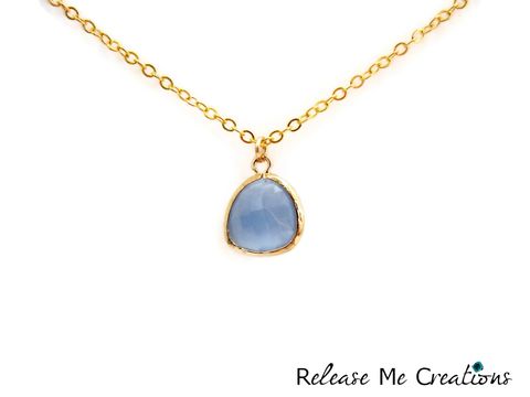 Petite,Faceted,Lavender,Glass,Teardrop,Necklace