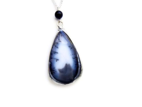 Incredible,Black,White,Merlinite,Necklace,metaphysical properties, merlinite, healing, psychic, creativity, necklace, for her, release me creations, dendrite, dendritic, spirit guide