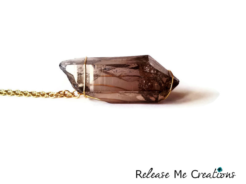 Massive Smoky Quartz Crystal Point Healing Necklace - product image