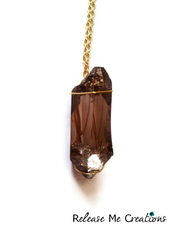 Massive Smoky Quartz Crystal Point Healing Necklace - product image