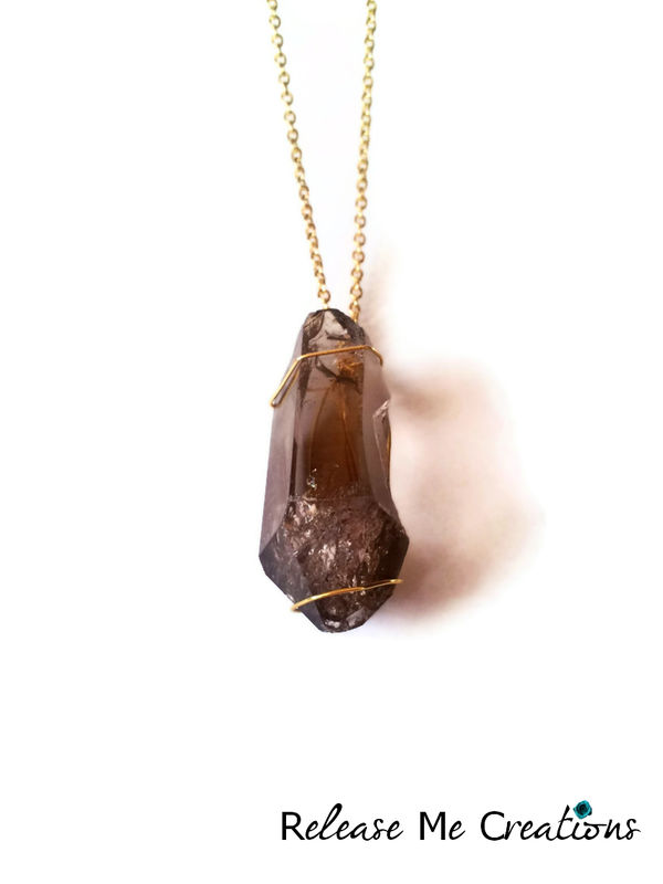 Massive Smoky Quartz Crystal Point Healing Necklace - product image