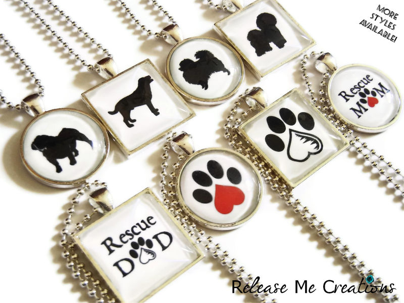 Customizable Personalized Dog Silhouette Necklace Paws in the City Charity Jewelry - product image