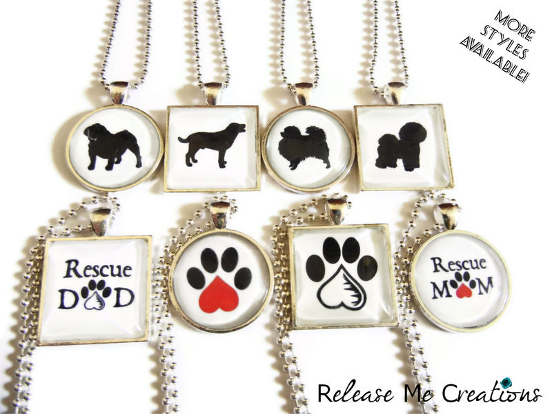 Customizable Personalized Dog Silhouette Necklace Paws in the City Charity Jewelry - product image