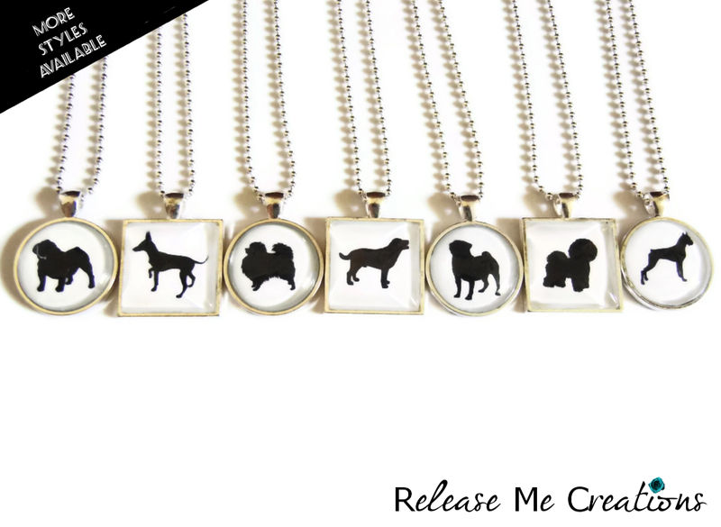 Customizable Personalized Dog Silhouette Necklace Paws in the City Charity Jewelry - product image