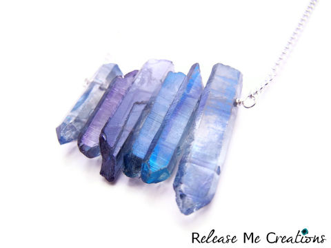 RESERVED,LISTING:,Amethyst,Aura,Quartz,Crystal,Wall,Necklace,aura quartz, crystal, titanium, purple, healing, jewelry, for her, release me creations