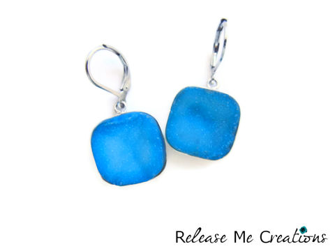 Blue,Sky,Chalcedony,Druzy,Sterling,Silver,Earrings,chalcedony, druzy, sky blue, ocean blue, caribbean blue, gemstone, sterling silver, earring, crystal, healing, for her, release me creations, gift