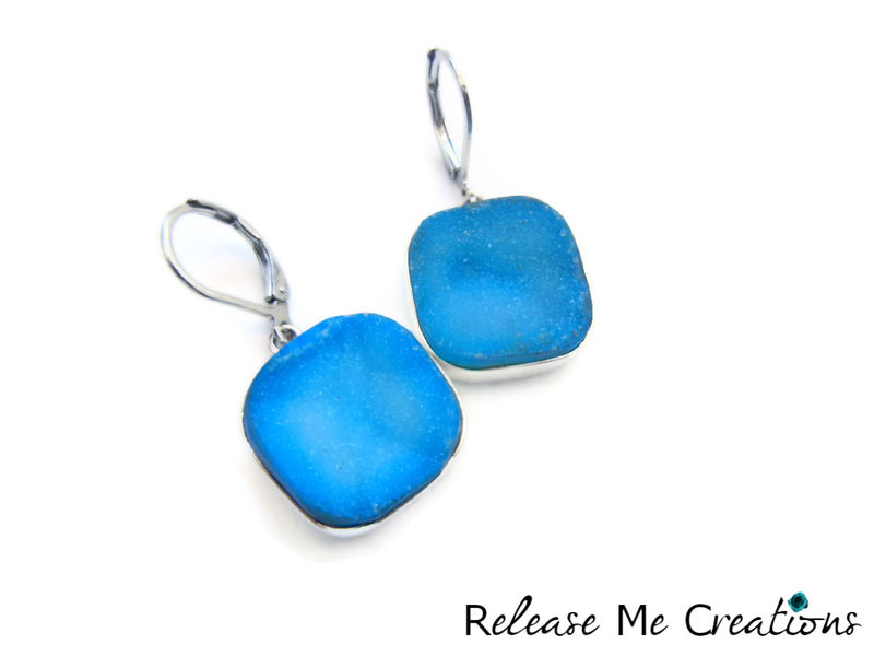 Blue Sky Chalcedony Druzy Sterling Silver Earrings - product image