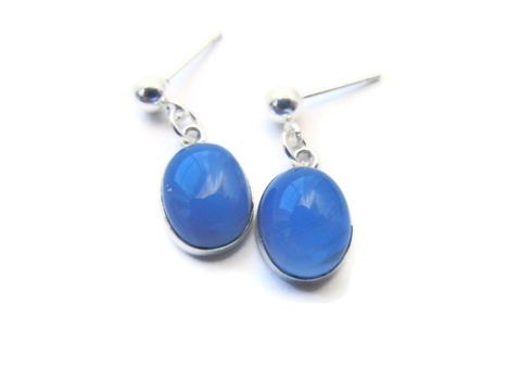 Lavender,Chalcedony,Sterling,Silver,Post,Earrings,earrings, chalcedony, sterling silver, purple, lavender, periwinkle, for her, gift, release me creationshealing, gemstone, jewelry