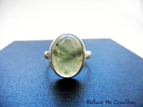 Beautiful,Light,Green,Prehnite,Sterling,Silver,Ring,ring, prehnite, green, sterling silver, 11, thumb ring, healing, jewelry, for her, gift, release me creations