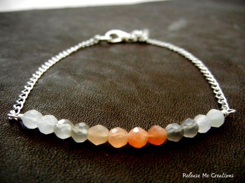 Ombre,Peach,and,Gray,Moonstone,Bracelet,moonstone, ombre, fashion, pink, peach, coral, gray, white, linear, simple, romantic, bracelet, for her, brandiglanville, beverly hills, chic, real housewives of beverly hills