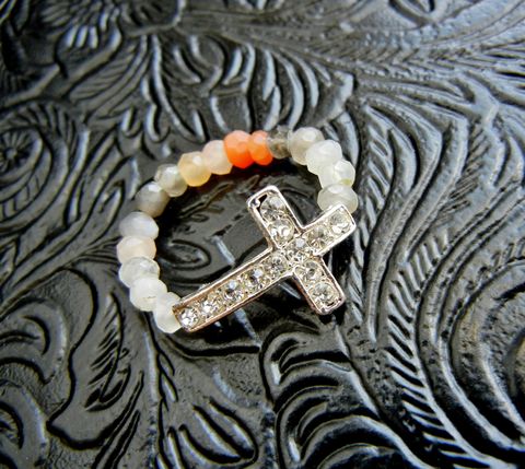 Ombre,Peach,Gray,Moonstone,Sideways,Cross,Ring,multi moonstone, ring, gemstone, ombre, peach, gray, white, rhinestone, cross, christian, religious, crucifix, sideways cross