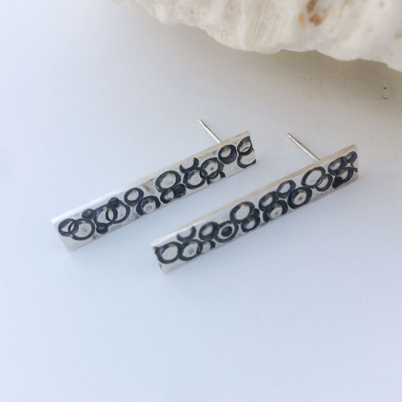 Sterling Silver Bar Earrings Circle Design Post Mosaicsmith Sterling Silver Bar Earrings Circle Design Post Product Images Of