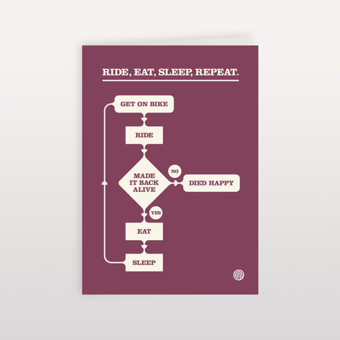Ride,,Eat,,Sleep,,Repeat.,Chart,Purple.,-,Greeting,Card,120x170mm,Ride Eat Sleep Repeat, Greeting Card, Anthony Oram