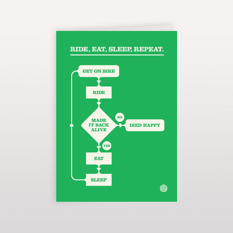 Ride,,Eat,,Sleep,,Repeat.,Chart,Green.,-,Greeting,Card,120x170mm,Ride Eat Sleep Repeat, Greeting Card, Anthony Oram