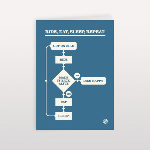 Ride,,Eat,,Sleep,,Repeat.,Chart,Blue.,-,Greeting,Card,120x170mm,Ride Eat Sleep Repeat, Greeting Card, Anthony Oram