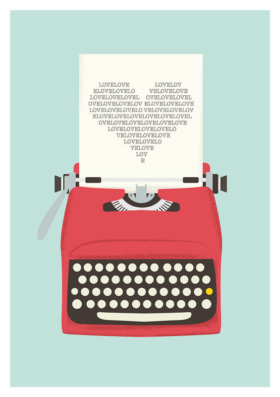 Vintage Typewriter Poster Love Print Typography art A3 ReStyle Shop