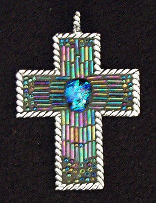 Bead Mosaic Cross Pendant by Mel Fischer - product images
