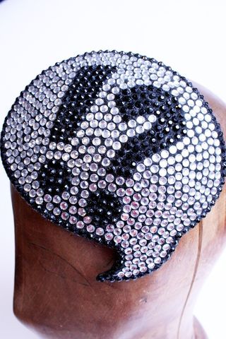 Say,whaaaaat,comic,inspired,rhinestone,covered,fascinator,Accessories,Hat,Headpiece,crystal,funky,rhinestones,black,geek,janinebasil,uk,wholesale,ttt,wire,buckram,felt