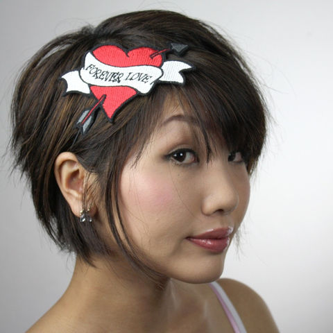 Tattoo,Heart,Headband,,Forever,Love,,Cupids,Heart,,Red,Headband,Accessories,Hair,women,headband,janine_basil,janinebasil,hearts,red,black_and_white,valentine,forever_love,cupids_arrow,tattoo_heart,heart_headband,cupid_heart_headband,polyester_felt,rayon_thread,elastic