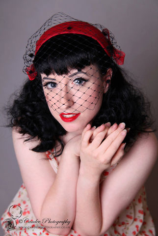Half,Hat,with,Merry,Widow,Veiling,and,Side,Bows,Accessories,Women,bows,skullcap,half_hat,janinebasil,uk,sinamay_hat,vintage_style_hat,red_hat,wholesale_hats,veiled_hat,merry_widow_veil,sinamay,wire,cotton_bias_binding,veiling