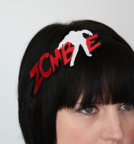Zombie,Headband,,Red,&,White,,Living,Dead,Accessories,Hair,Headband,zombie,blood_red,white,halloween,walking_dead,costume,janinebasil,uk,living_dead,zombie_headband,zombies,brains,headband_zombies,rayon_thread,felt,elastic