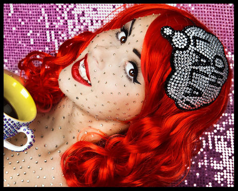 Rhinestone,Fascinator,,Oh,La,la,,Comic,Inspired,Hat,Accessories,Women,fascinator,crystal,comic,funky,rhinestones,geek,janinebasil,uk,black,oh_la_la,rhinestone_hat,burlesque,headpiece,wire,buckram,felt