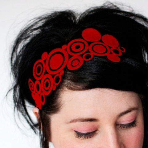 Pop,Art,Circles,Headband,,Various,Colours,Accessories,Hair,Headband,hair,headband,pop_art_circles,black,headpiece,janinebasil,red,ruby_red,circles_headband,red_headband,adult,women,womens_headband,polyester_felt,rayon_thread,elastic