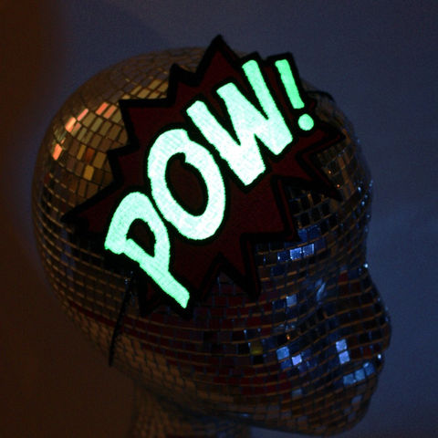 Glow,in,the,Dark,POW,Headband,,Your,Colour,Choice,Accessories,Hair,Headband,geek,comic,embroidered,cartoon,janinebasil,uk,wholesale,halloween,glow_in_the_dark,green_glow,personalized,geek_headband,pow_headband,polyester_felt,rayon_thread,elastic