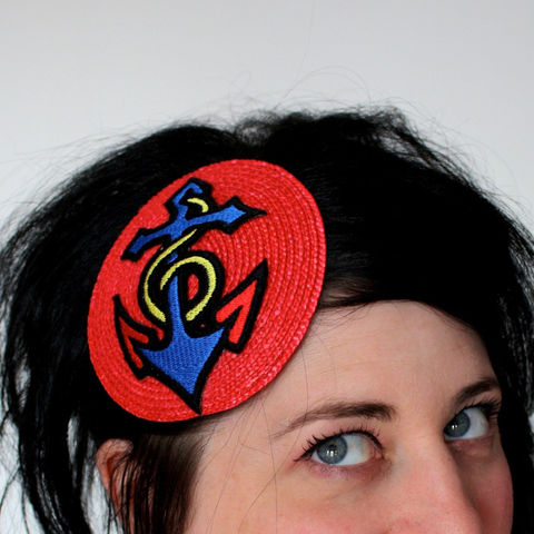 Nautical,Fascinator,,Rockabilly,Anchor,Retro,Inspired,Accessories,Hat,nautical,headpiece,fascinator,anchor,sailor,vintage_inspired,janinebasil,red,Nautical_fascinator,Anchor_fascinator,Retro_inspired,Rockabilly_hat,rayon_thread,felt,vintage_button,ribbon