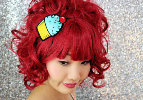 Cupcake,Headband,,Turquoise,or,Pink,Accessories,Hair,Headband,cute,kawaii,rhinestones,yellow,janinebasil,cupcake,cupcake_headband,pink,elastic_headband,candy,cute_headband,Kawaii_headband,polyester_felt,rayon_thread,elastic