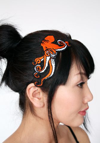 Octopus,Embroidered,Headband,,Various,Colours,Accessories,Hair,Headband,women,headband,octopus,sea_monster,fantasy,cute,janine_basil,janinebasil,uk,wholesale,teal,ttt,polyester_felt,rayon_thread,elastic