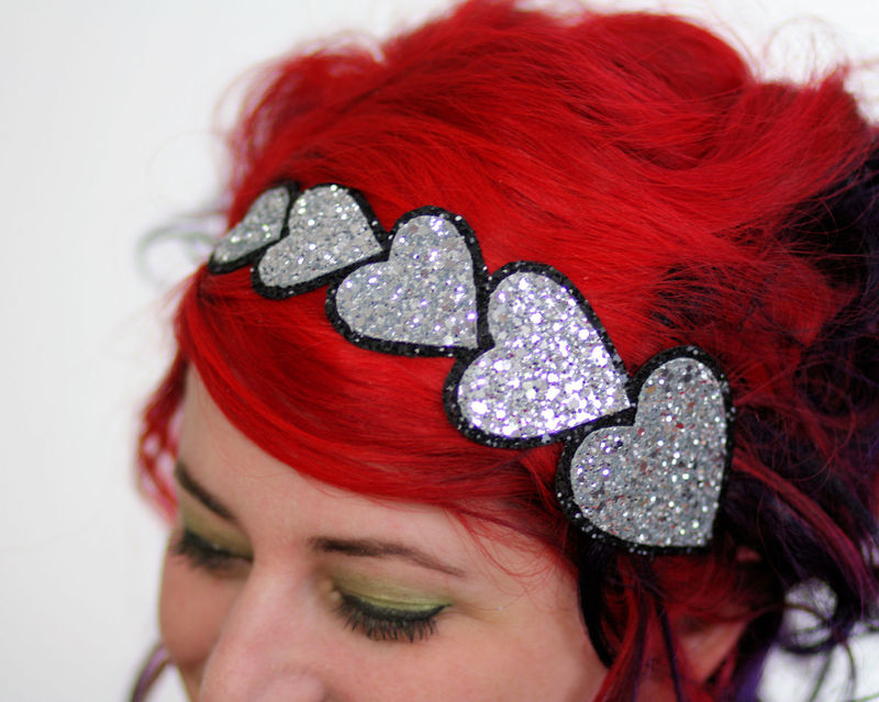 Valentine Heart Headband, Glitter, Various Colours Janine Basil's