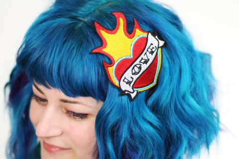 Love,Tattoo,Headband,,Flaming,Heart,,Valentine,Red,,Yellow,Accessories,Hair,Headband,women,headband,janine_basil,tattoo,retro,fire_red,bright_yellow,love,valentine_heart,valentine_headband,love_headband,heart_headband,Flaming_heart,polyester_felt,rayon_thread,elastic