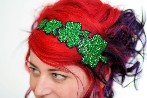 St,Patricks,Headband,,Shamrocks,in,Emerald,Green,Glitter,Accessories,Hair,Headband,glitter,burlesque,black,janinebasil,emerald_green,shamrock,st_patricks,green_headband,shamrock_headband,st_paddys,st_patricks_headband,green_glitter,sparkly_headband,cotton_twill,elastic,felt
