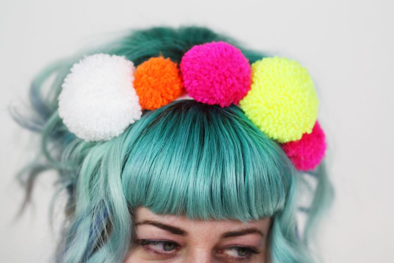 Pom Pom Headband, Neon Colours, Kahlo Inspired, UV Reactive - product images  of 