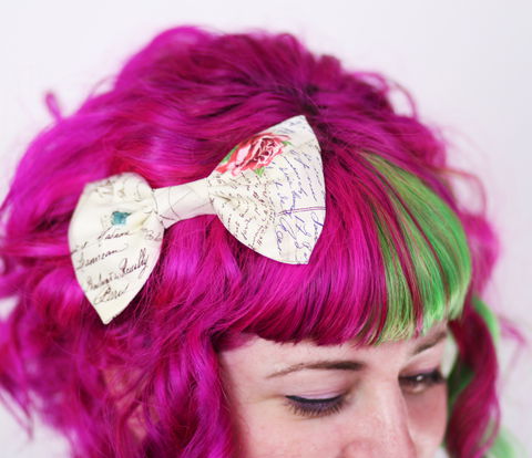 Vintage,Postcards,Print,Hair,Bow,,Clip,Hair Bow, hair clip, spots, polka dots