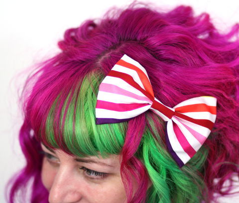 Striped,Hair,Bow,,Cotton,Stripes,,Pink,,Red,,Purple,Hair Bow, hair clip, spots, polka dots