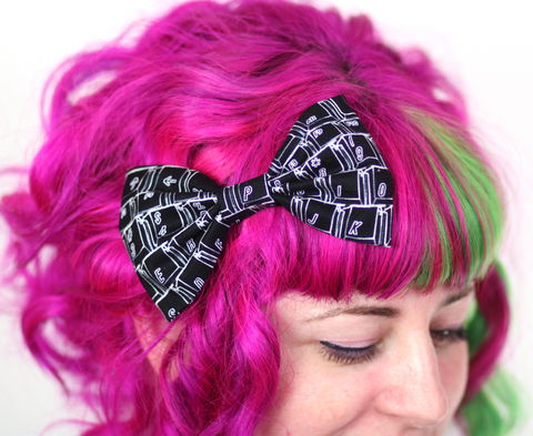 Black,Keyboard,Print,Hair,Bow,,Geek,Clip,Hair Bow, hair clip, spots, polka dots