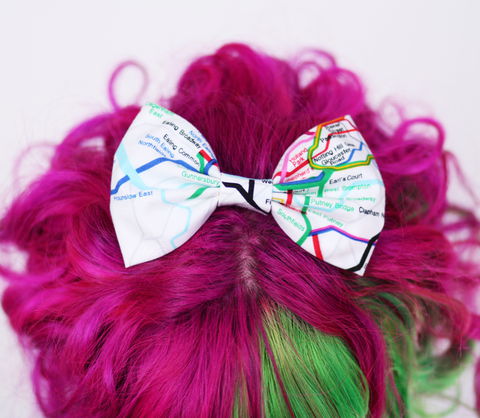 Tube,Map,Hair,Bow.,London,Underground,Print,Clip,Hair Bow, hair clip, spots, polka dots