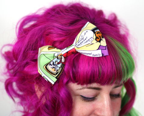 Comic,Strip,Hair,Bow,Clip,Hair Bow, hair clip, spots, polka dots