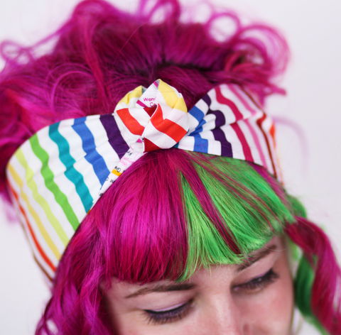 Reversible,Wired,Bow,Headband,,London,Tube,Map,with,Rainbow,Stripes,dolly bow headband, wired, tie hair band