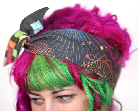 Reversible,Wired,Bow,Headband,,Spirograph,and,Tetris,dolly bow headband, wired, tie hair band