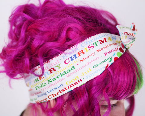 Reversible,Wired,Bow,Headband,,Merry,Christmas,Print,with,Multi,Colour,Polka,Dot,dolly bow headband, wired, tie hair band