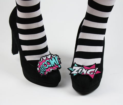 Comic,Blast,Shoe,Clips,,Kaboom,and,Zing,shoe clips, geek, cute