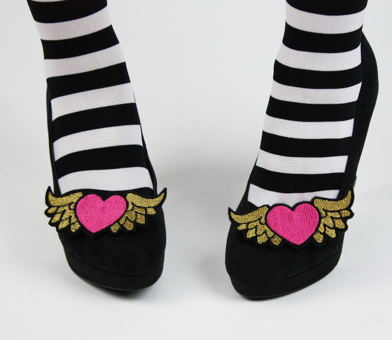 Winged Heart Shoe Clips, Alternative Bride - product images