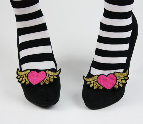 Winged,Heart,Shoe,Clips,,Alternative,Bride,shoe clips, geek, cute