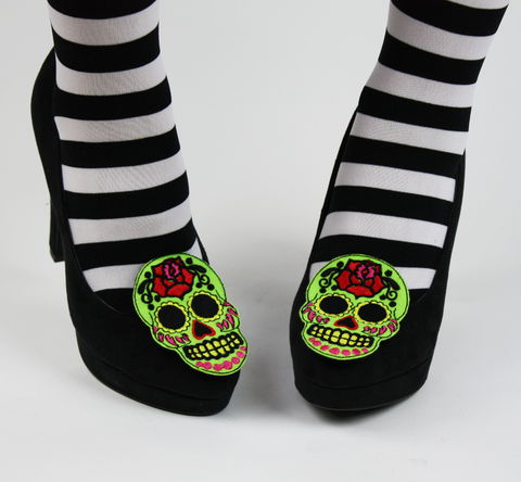 Sugar,Skull,Shoe,Clips,shoe clips, geek, cute
